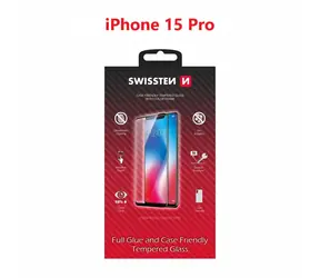 SWISSTEN FULL GLUE COLOR FRAME CASE FRIENDLY sklo pro Apple iPhone 15 Pro černá