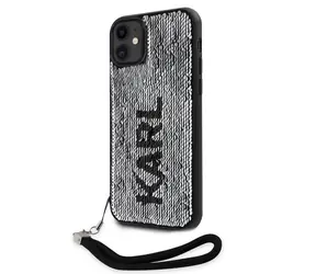 Karl Lagerfeld Sequins Reversible Zadní Kryt pro Apple iPhone 11 černo-stříbrná