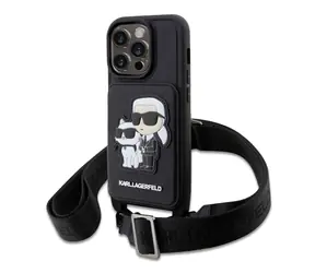 Karl Lagerfeld Saffiano Crossbody Karl and Choupette NFT Kryt pro Apple iPhone 14 Pro černá