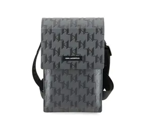 Karl Lagerfeld Saffiano Monogram Wallet Phone Bag stříbrná