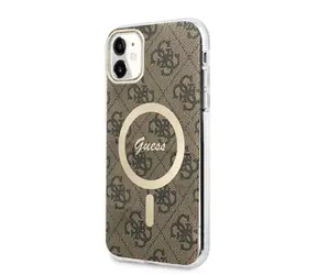 GUESS 4G IML MagSafe Zadní Kryt pro Apple iPhone 11 Hnědá