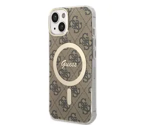 GUESS 4G IML MagSafe Zadní Kryt pro Apple iPhone 14 Hnědá