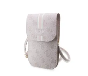 GUESS PU 4G Printed Stripes Phone Bag růžová