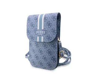 GUESS PU 4G Printed Stripes Phone Bag modrá