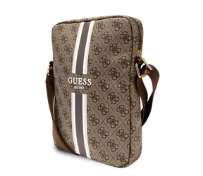 GUESS PU 4G Printed Stripes Tablet Bag 10" hnědá