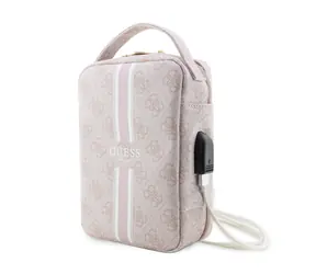 GUESS PU 4G Printed Stripes Travel Universal Bag růžová