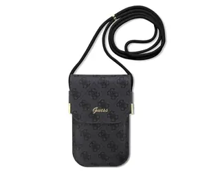 GUESS PU 4G Metal Logo Script Phone Bag černá