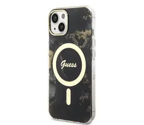 GUESS Marble IML MagSafe Kompatibilní Zadní Kryt pro Apple iPhone 14 černá