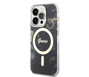 GUESS Marble IML MagSafe Kompatibilní Zadní Kryt pro Apple iPhone 14 Pro černá