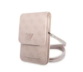 GUESS PU 4G Triangle Logo Phone Bag růžová