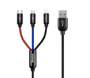 Baseus CAMLT-ASY01 Kabel USB-A (M) - USB-C (M) & Lightning (M) & Micro-USB (M) 0.3 m černá