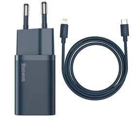 Baseus TZCCSUP-B03 Super Si Rychlonabijecí adaptér modrá / 1x USB-C / 20W / Kabel USB-C (M) - Lightning (M)