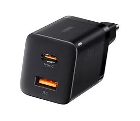 Baseus CCSUPP-E01 Super Si Pro Rychlonabijecí adaptér černá / 1x USB-C / 1x USB-A / 30W / Kabel USB-A (M) - USB-C (M)