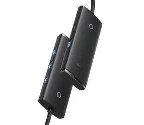 Baseus WKQX030401 Lite Series Hub 1 m černá / USB rozbočovač / 4x USB 3.0 / 1x USB-C