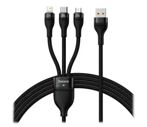 Baseus CASS030001 Kabel USB-A (M) - Micro-USB (M) 18W & USB-C (M) 100W & Lightning (M) 20W 1.2 m černá 
