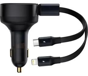 Baseus CGTX000001 Enjoyment Nabiječka do auta černá / 1x USB-C / 1x Lightning / 30W