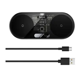 Baseus WXSX010101 Bezdrátová nabiječka 2v1 černá / LED displej / 20W