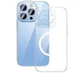 Baseus ARJC010102 Crystal Transparent Magnetic Kryt pro Apple iPhone 14 Pro Max čirá / MagSafe / + Ochranné sklo 