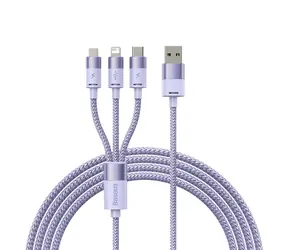 Baseus CAXS000005 Kabel USB-A (M) - Micro-USB (M) & USB-C (M) & Lightning (M) 1.2 m fialová