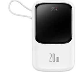 Baseus PPQD060002 Qpow PRO bílá / Powerbanka / 10000mAh / 1x USB-C / 1x USB-A / 1x Lightning 20W