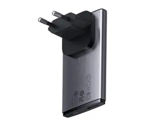 Baseus CCGP150113 GaN5 Rychlonabijecí adaptér šedá / Ultratenký / 1x USB-C / 1x USB-A / 65W