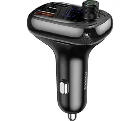 Baseus CCMT000101 T Shaped S-13 Nabiječka do auta s Bluetooth přehrávačem černá / 2x USB-A / 1x USB-C