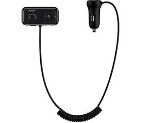 Baseus CCMT000201 T Shaped S-16 Nabiječka do auta s Bluetooth přehrávačem černá / 2x USB-A 