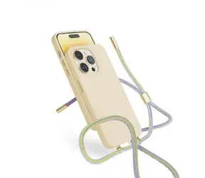 Epico Silikonový zadní kryt se šňůrkou pro Apple iPhone 14 Pro béžová