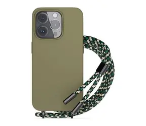 Epico Silikonový zadní kryt se šňůrkou pro Apple iPhone 14 Pro Max zelená