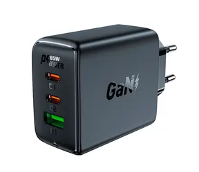 Acefast PD65W GaN nabíječka černá / 2x USB-C / 1x USB-A / 65W