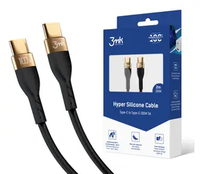 3mk Hyper Silicone datový kabel USB-C - USB-C 2m černá / 100 W / 5A 