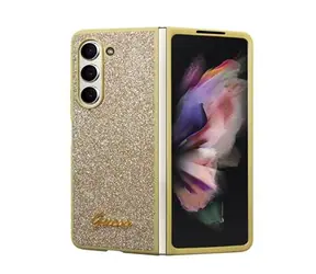 Guess PC/TPU Glitter Flakes Metal Logo Zadní Kryt pro Samsung Galaxy Z Fold 5 zlatá