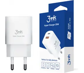 3mk Hyper Charger 20 W bílá / cestovní nabíječka / 1x USB-C - 1x USB