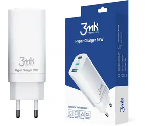 3mk Hyper Charger 65 W bílá / cestovní nabíječka / GaN 2x USB-C 