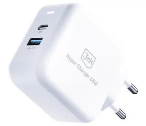 3mk Hyper Charger 68 W bílá / cestovní nabíječka / 1x USB-C - 1x USB