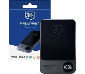 3mk MagSynergy 10000 mAh černá / Bezdrátová Powerbanka / 18 W / 2v1 / USB-C - Lightning