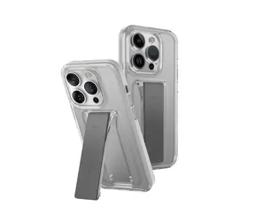 Uniq Heldro Mount+ ochranný kryt na Apple iPhone 15 Pro se stojánkem Lucent (čirá)