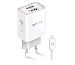 Aligator Chytrá síťová nabíječka 2.4A bílá / 2xUSB / smart IC