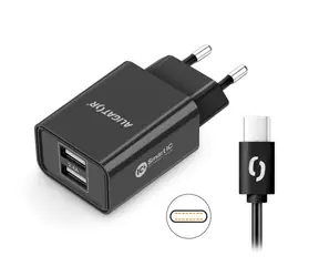 Aligator Chytrá síťová nabíječka 2.4A USB-C černá / 2xUSB / smart IC / USB-C kabel / doprodej