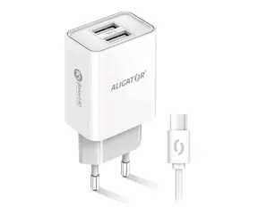 Aligator Chytrá síťová nabíječka 2.4A USB-C bílá / 2xUSB / smart IC / USB-C kabel