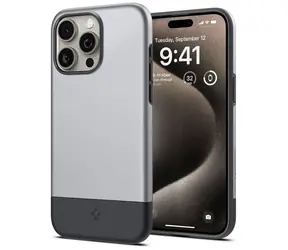 Spigen Style Armor MagSafe ochranný kryt pro Apple iPhone 15 Pro classic silver 