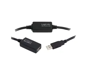 LogiLink UA0145 černá / Aktivní USB 2.0 prodlužovací kabel / 15m