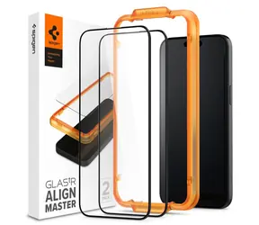 Spigen Glass tR AlignMaster 2 Pack ochranné sklo pro Apple iPhone 15 Pro FC černá / 2 ks