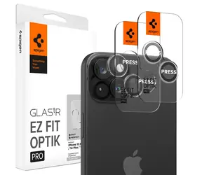 Spigen Glass tR EZ Fit Optik Pro 2 Pack ochranné sklo na fotoaparát pro Apple iPhone 15/15 Plus 