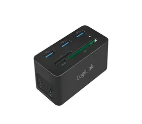 LogiLink UA0370 černá / USB dokovací stanice / 3x USB-A 3.2 / 2x USB-C 3.2 / HDMI / RJ45 / čtečka SD
