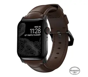 Nomad Traditional Band kožený řemínek s černými detaily pro Apple Watch Ultra (49mm) 8/7 (45mm)/6/SE/5/4 hnědá 