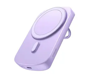 Joyroom JR-W030 fialová / Power Banka s držákem / bezdrátová / 6000mAh / 2xUSB-A / USB-C / 20W 