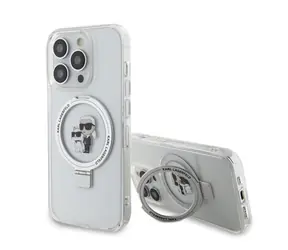Karl Lagerfeld Ringstand Karl and Choupette MagSafe Zadní Kryt pro Apple iPhone 15 Pro bílá