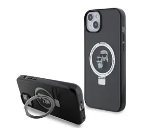 Karl Lagerfeld Ringstand Karl and Choupette MagSafe Zadní Kryt pro Apple iPhone 15 Plus černá