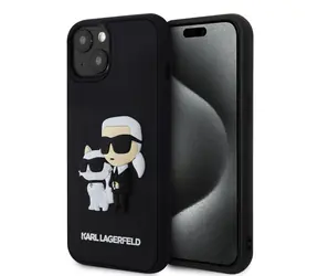 Karl Lagerfeld 3D Rubber Karl and Choupette Zadní Kryt pro Apple iPhone 13 černá